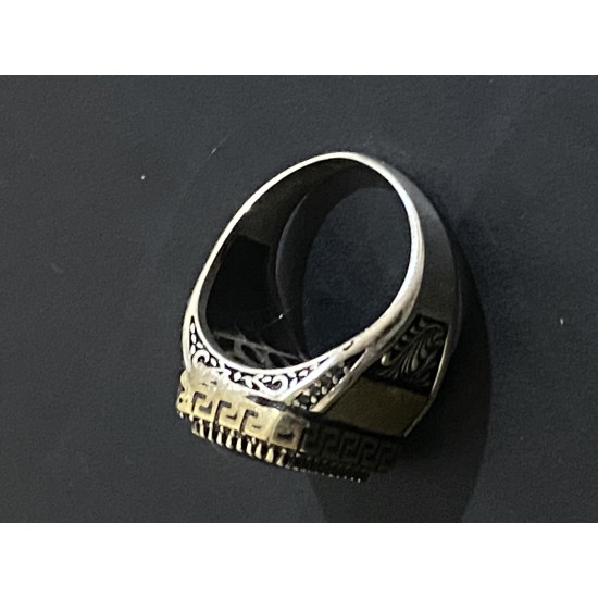 Yeşil taşlı gümüş Erkek yüzük 