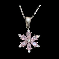 Lotus çiçeği pembe taşlı kadın kolye